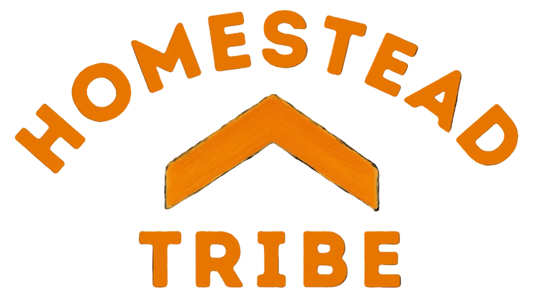 Orange 'HOMESTEAD TRIBE' logo text with a house-shaped emblem on a solid black background.